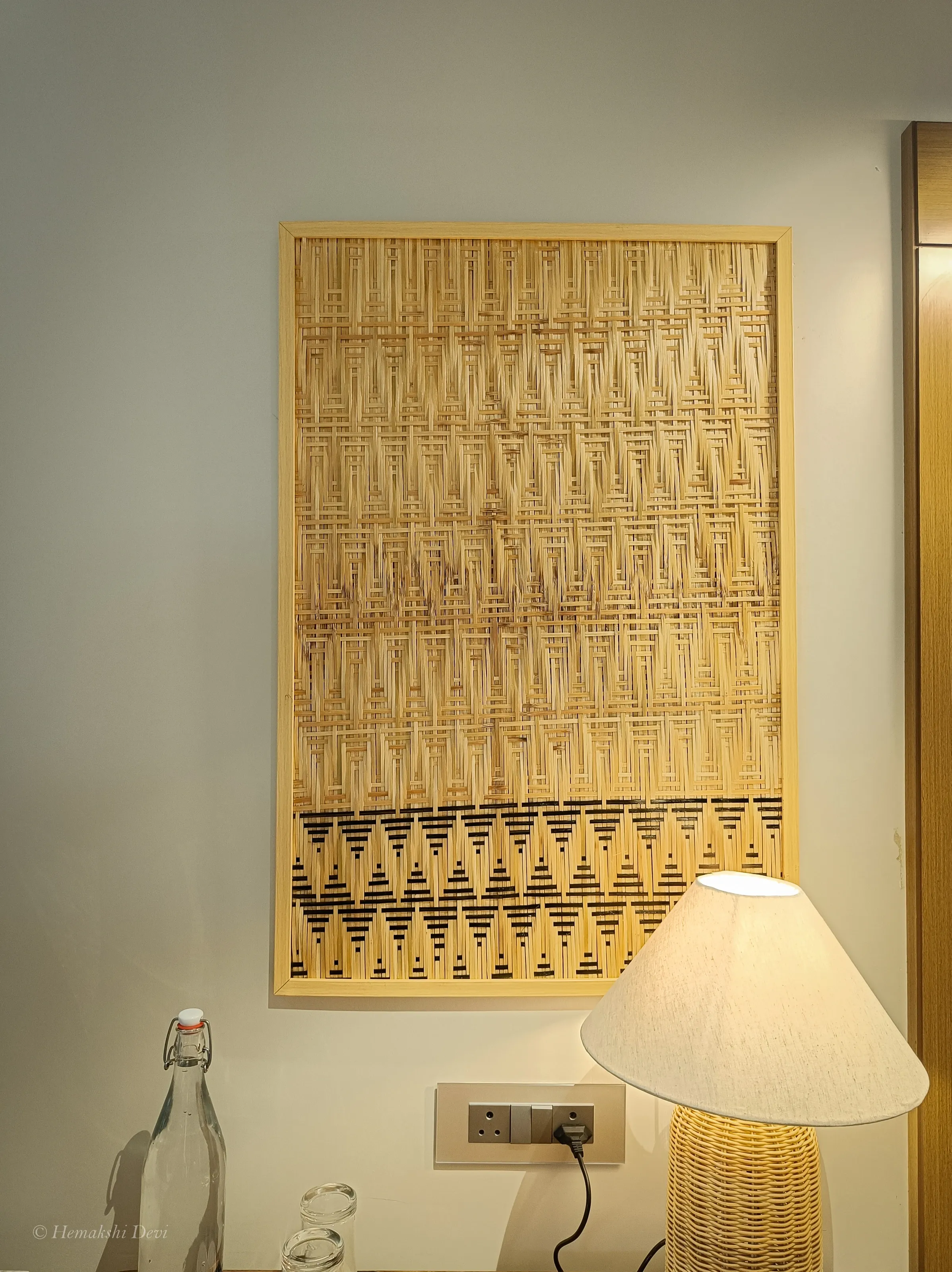Detail of a bamboo-weave art panel pattern